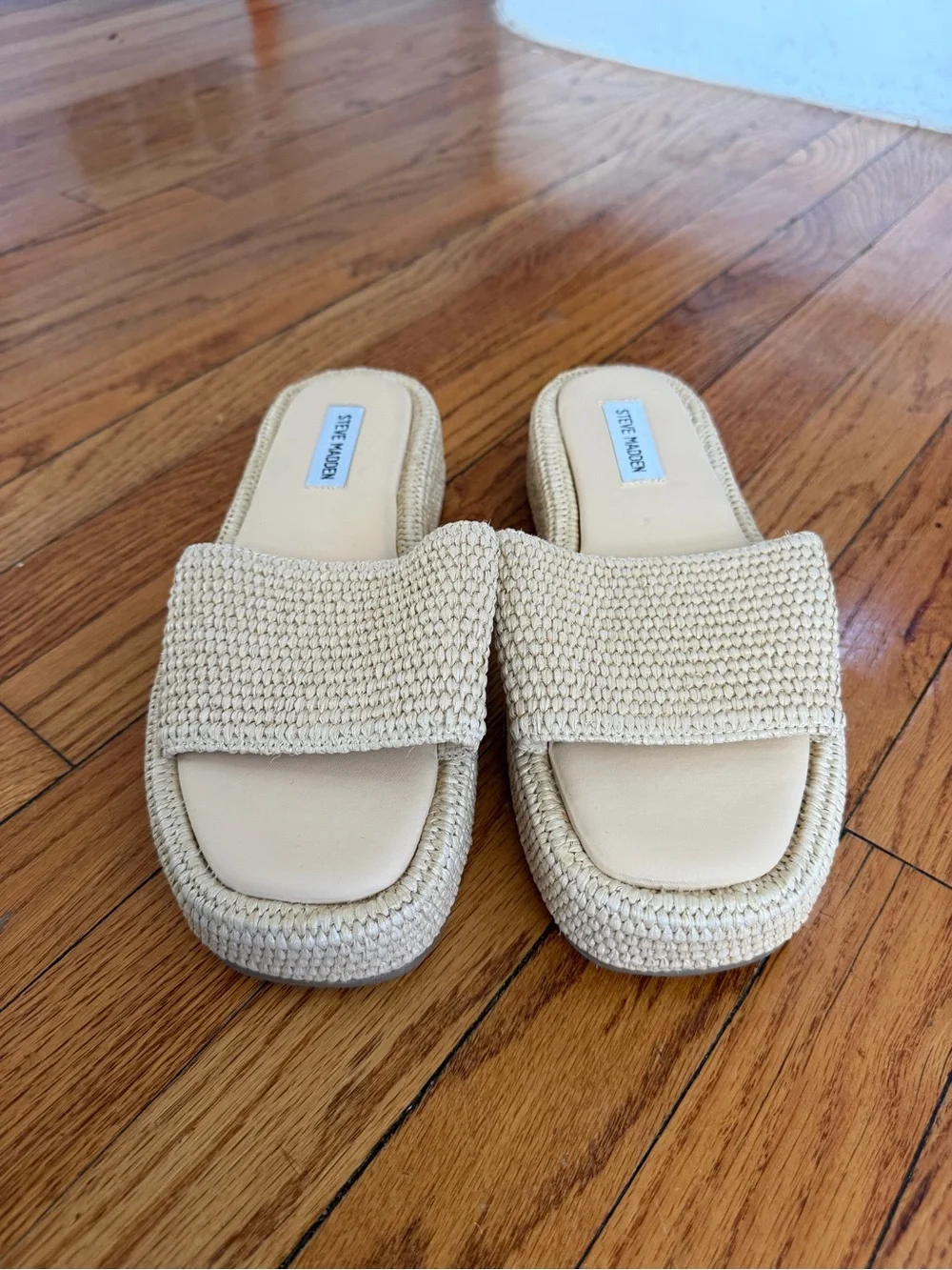 Steve Madden Natural Woven Espadrille Slide Sandals